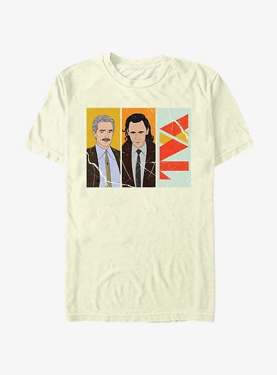 Marvel Loki Mobius and Loki TVA Logo T-Shirt