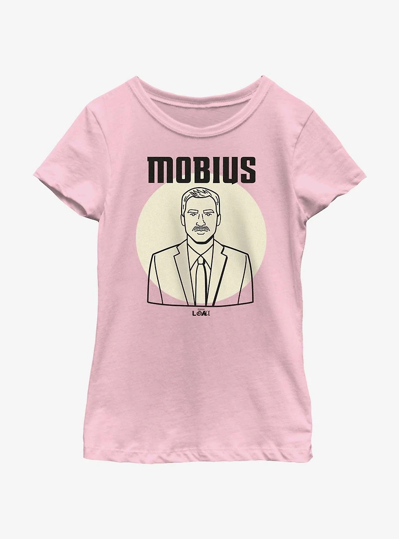 Marvel Loki Line Drawing Mobius Portrait Youth Girls T-Shirt