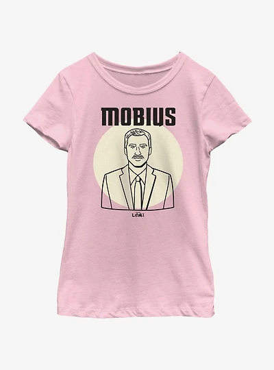 Marvel Loki Line Drawing Mobius Portrait Youth Girls T-Shirt