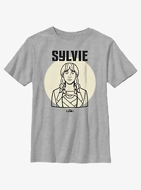 Marvel Loki Line Drawing Sylvie Portrait Youth T-Shirt