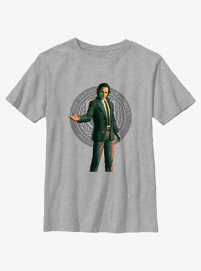 Marvel Loki Time Variant Authority Badge Youth T-Shirt