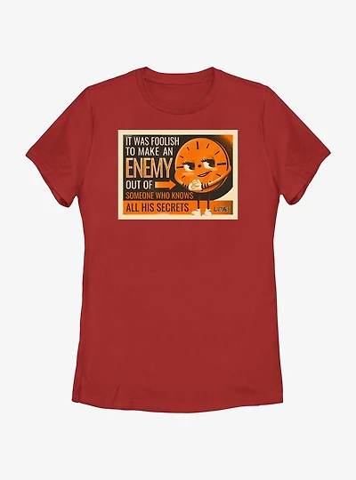Marvel Loki Miss Minutes Enemy Secrets Womens T-Shirt
