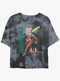 Star Wars The Clone Wars Ahsoka Meta Tie-Dye Girls Crop T-Shirt