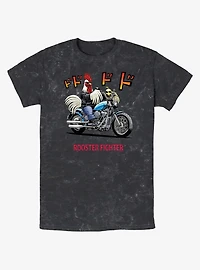 Rooster Fighter Rooster Motorcycle Mineral Wash T-Shirt