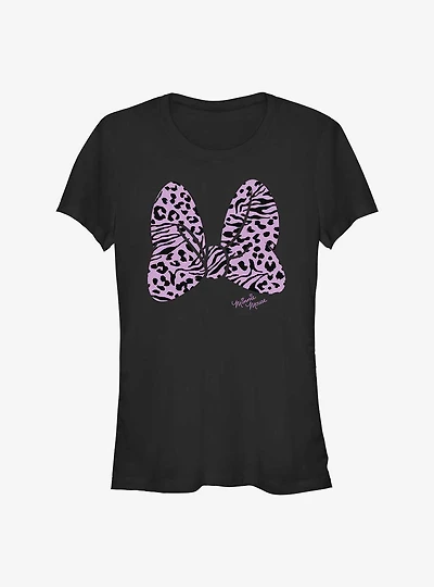 Disney Minnie Mouse Animal Print Bow Girls T-Shirt
