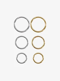 Steel Gold & Silver Captive Hoop 6 Pack