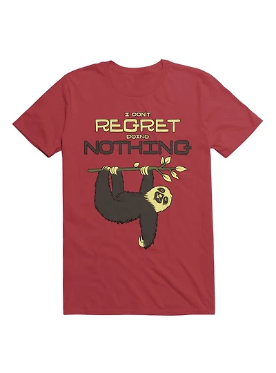 I Don't Regret Doing Nothing Lazy Sloth T-Shirt