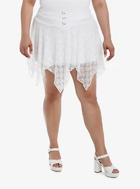 Sweet Society White Lace Rose Hanky Hem Skirt Plus Size
