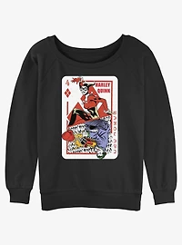 DC Batman Joking Quinn Card Girls Slouchy Sweatshirt