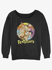The Flintstones Stone Age Family Girls Slouchy Sweatshirt