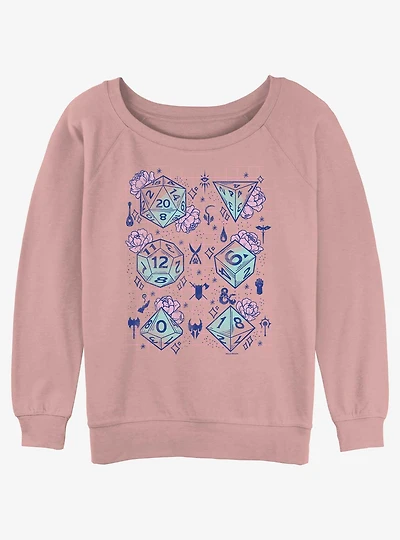 Dungeons & Dragons Floral Dice Girls Slouchy Sweatshirt