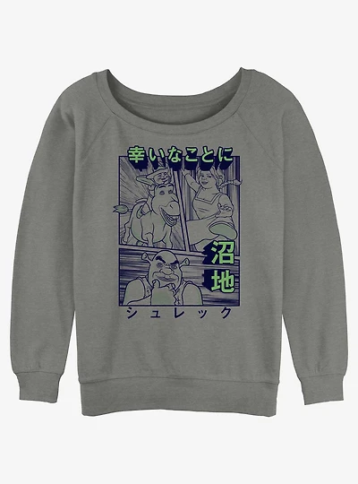 Shrek Kanji Shrek Girls Slouchy Sweatshirt