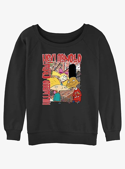 Nickelodeon Hey Arnold Hillwood Crew Girls Slouchy Sweatshirt