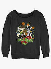 Space Jam Characters In Space Girls Slouchy Sweatshirt