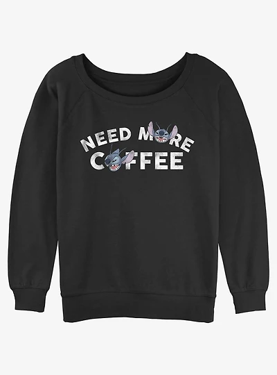 Disney Lilo & Stitch Need More Coffee Girls Slouchy Sweatshirt
