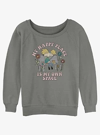 Nickelodeon Arnold My Happy Place Girls Slouchy Sweatshirt