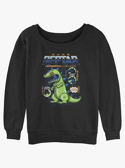 Rugrats Reptar Schematic Girls Slouchy Sweatshirt