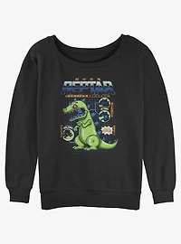 Rugrats Reptar Schematic Girls Slouchy Sweatshirt