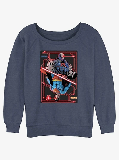 DC Superman Darkseid vs Superman Card Girls Slouchy Sweatshirt