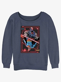 DC Superman Darkseid vs Superman Card Girls Slouchy Sweatshirt