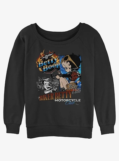 Betty Boop Biker Betty Girls Slouchy Sweatshirt