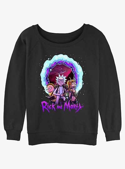 Rick and Morty Portal Rick Girls Slouchy Sweatshirt