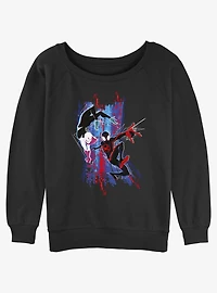 Marvel Spider-Man: Across The Spider-Verse Spider-Gwen and Miles Morales Girls Slouchy Sweatshirt