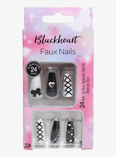 Blackheart Black & White Lolita Faux Nail Set