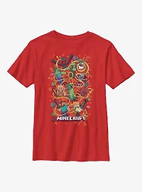 Minecraft Fun Arrow Composition Featuring Chicken Jockey Youth T-Shirt