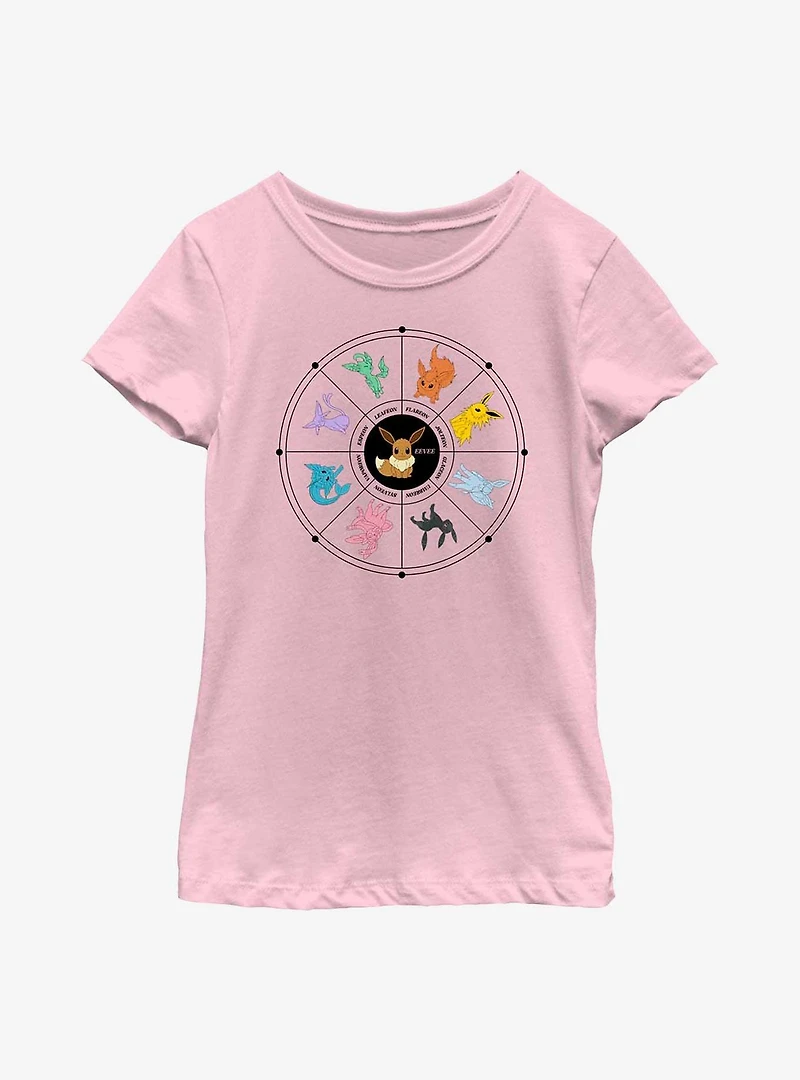 Pokemon Eevee Evolution Tarot Card Youth Girls T-Shirt
