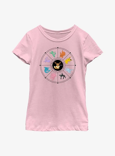 Pokemon Eevee Evolution Tarot Card Youth Girls T-Shirt