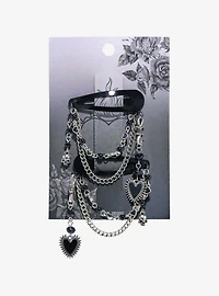 Sweet Society Chain Heart Skull Hair Clip Set