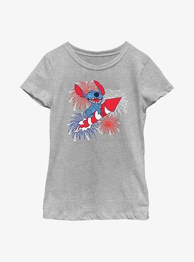 Disney Lilo & Stitch Riding Fireworks Youth Girls T-Shirt