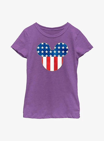 Disney Mickey Mouse Patriotic Ears Youth Girls T-Shirt