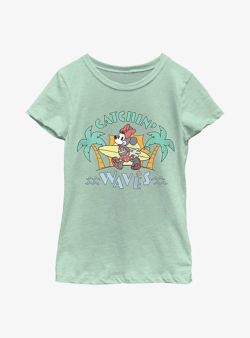 Disney Minnie Mouse Catchin' Waves Youth Girls T-Shirt