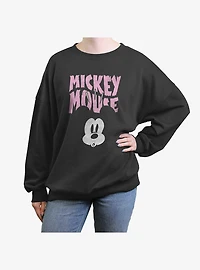 Disney Mickey Mouse Spooked Face Girls Oversized Sweatshirt