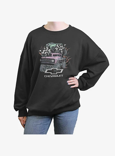 General Motors Chevorlet Monster Trucks Girls Oversized Sweatshirt