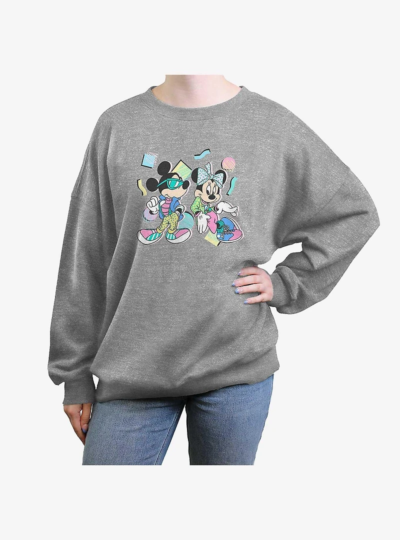 Disney Mickey Mouse & Minnie 80s Womens Oversized Crewneck