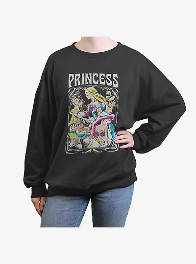 Disney Princesses Retro Princess Womens Oversized Crewneck