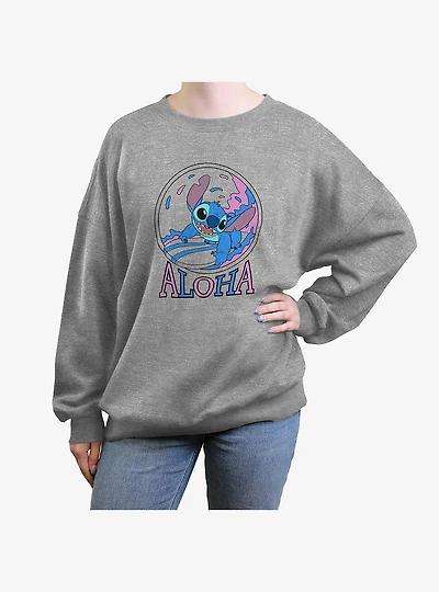 Disney Lilo & Stitch Aloha Surf Womens Oversized Crewneck
