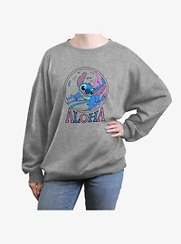 Disney Lilo & Stitch Aloha Surf Womens Oversized Crewneck