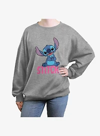 Disney Lilo & Stitch Sitting Classic Womens Oversized Crewneck