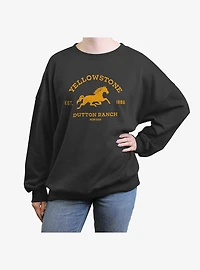 Yellowstone Dutton Ranch Badge Girls Oversized Sweatshirt