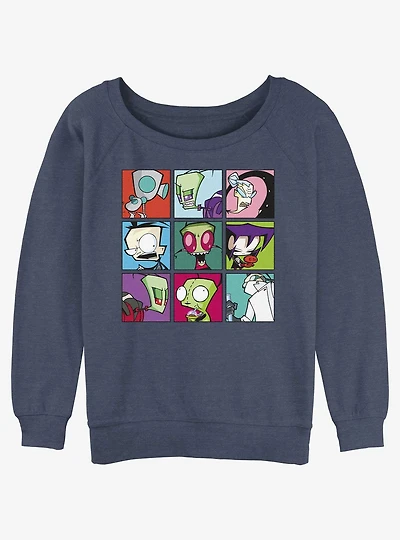 Invader ZIM Character Boxes Womens Slouchy Sweatshirt