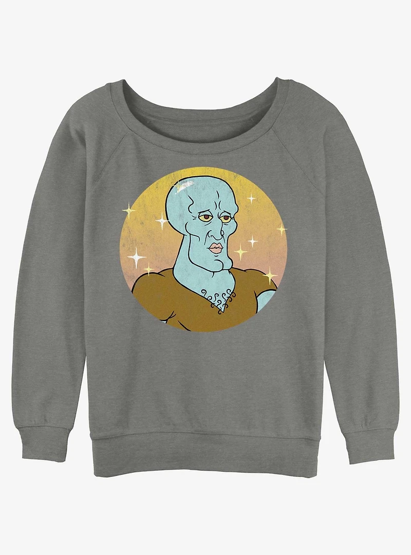 Spongebob Squarepants Squidward Feeling Handsome Womens Slouchy Sweatshirt