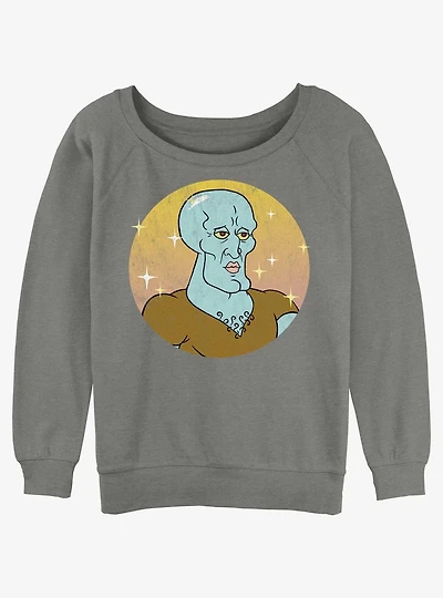 Spongebob Squarepants Squidward Feeling Handsome Womens Slouchy Sweatshirt