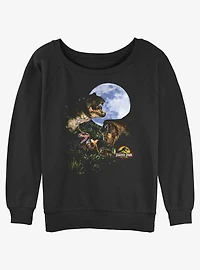 Jurassic Park Dino Moon Womens Slouchy Sweatshirt