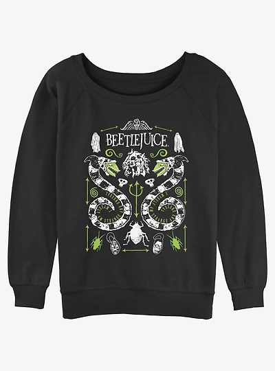 Beetlejuice Sandworm Folk Womens Slouchy Sweatshirt
