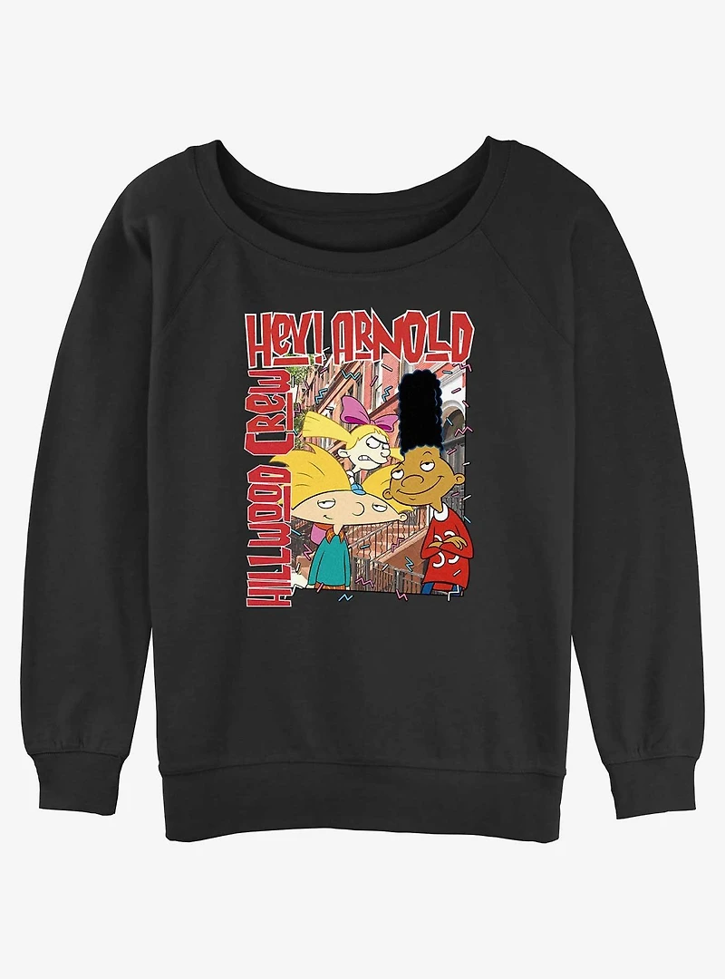 Nickelodeon Hey Arnold Hillwood Crew Womens Slouchy Sweatshirt