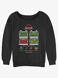Jurassic Park 8 Bit Instructional Womens Slouchy Sweatshirt